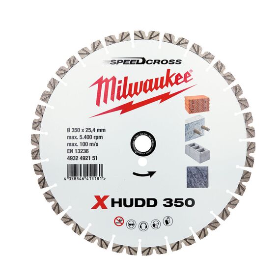 Алмазный диск Milwaukee XHUDD 350 MM - 4932492151, Диаметр диска (мм): 350, Посадочный диаметр (мм): 25,4, Модель: XHUDD 350 MM, внеший вид
