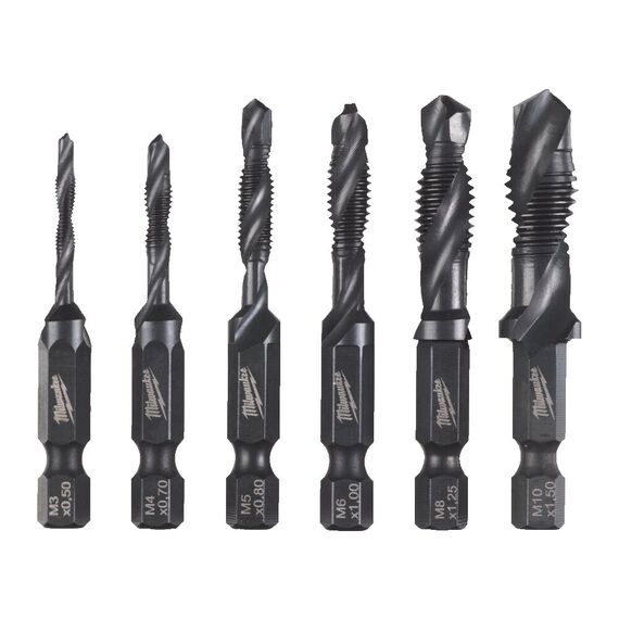 Набор сверл-метчиков по металлу Milwaukee 1/4˝ HSS-G COMBI DRILL TAP SET 6PC - 4932498267, Модель: 1/4˝ HSS-G COMBI DRILL TAP SET 6PC, внеший вид
