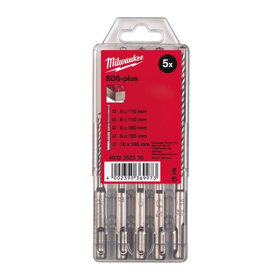Набор буров Milwaukee M2 SDS-Plus 5-10 MM 5 PCS - 4932352338, Модель: M2 SDS-Plus 5-10 MM 5 PCS, внеший вид