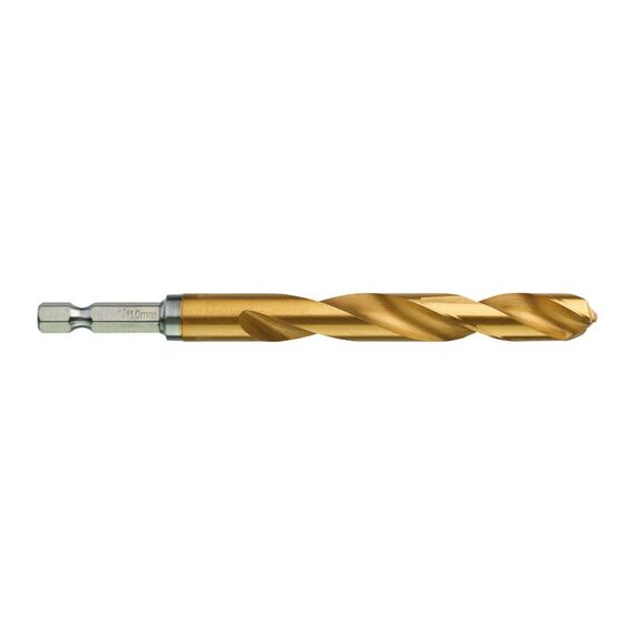 Сверло по металлу с шестигранным хвостовиком Milwaukee SHOCKWAVE HSS-G TIN RED HEX 11 x 125 mm - 48894725, Диаметр: 11, Модель: SHOCKWAVE HSS-G TIN RED HEX 11 x 125 mm, Длина (мм): 125, внеший вид