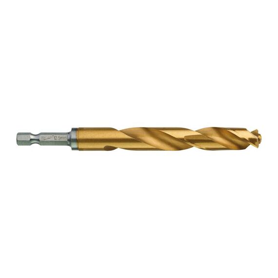 Сверло по металлу с шестигранным хвостовиком Milwaukee SHOCKWAVE HSS-G TIN RED HEX 12.5 x 128 mm - 48894728, Диаметр: 12,5, Модель: SHOCKWAVE HSS-G TIN RED HEX 12.5 x 128 mm, Длина (мм): 128, внеший вид