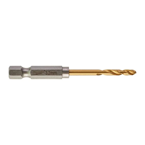 Сверло по металлу с шестигранным хвостовиком Milwaukee SHOCKWAVE HSS-G TIN RED HEX 3.2 x 66.5 mm - 48894706, Диаметр: 3,2, Модель: SHOCKWAVE HSS-G TIN RED HEX 3.2 x 66.5 mm, Длина (мм): 66,5, внеший вид