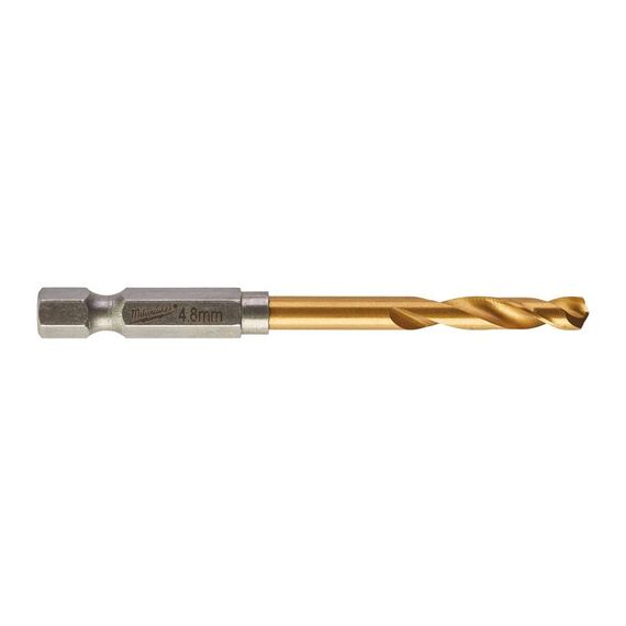 Сверло по металлу с шестигранным хвостовиком Milwaukee SHOCKWAVE HSS-G TIN RED HEX 4.8 x 78 mm - 48894711, Диаметр: 4,8, Модель: SHOCKWAVE HSS-G TIN RED HEX 4.8 x 78 mm, Длина (мм): 78, внеший вид