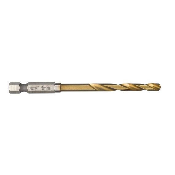 Сверло по металлу с шестигранным хвостовиком Milwaukee SHOCKWAVE HSS-G TIN RED HEX 5 x 93 mm - 48894712, Диаметр: 5, Модель: SHOCKWAVE HSS-G TIN RED HEX 5 x 93 mm, Длина (мм): 93, внеший вид