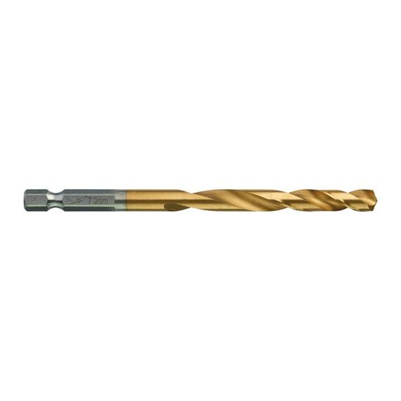 Сверло по металлу с шестигранным хвостовиком Milwaukee SHOCKWAVE HSS-G TIN RED HEX 7 x 109 mm - 48894717, Диаметр: 7, Модель: SHOCKWAVE HSS-G TIN RED HEX 7 x 109 mm, Длина (мм): 109, внеший вид