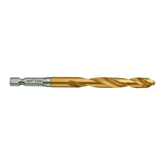 Сверло по металлу с шестигранным хвостовиком Milwaukee SHOCKWAVE HSS-G TIN RED HEX 8.5 x 114 mm - 48894720, Диаметр: 8,5, Модель: SHOCKWAVE HSS-G TIN RED HEX 8.5 x 114 mm, Длина (мм): 114, внеший вид