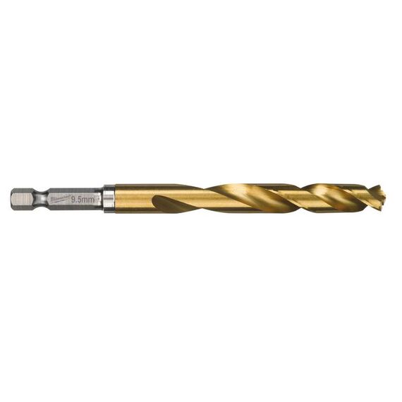 Сверло по металлу с шестигранным хвостовиком Milwaukee SHOCKWAVE HSS-G TIN RED HEX 9.5 x 118 mm - 48894722, Диаметр: 9,5, Модель: SHOCKWAVE HSS-G TIN RED HEX 9.5 x 118 mm, Длина (мм): 118, внеший вид