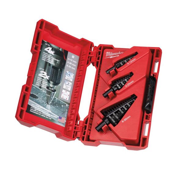Набор ступенчатых сверл Milwaukee STEP DRILL SET 3 PC - 48899399, внеший вид
