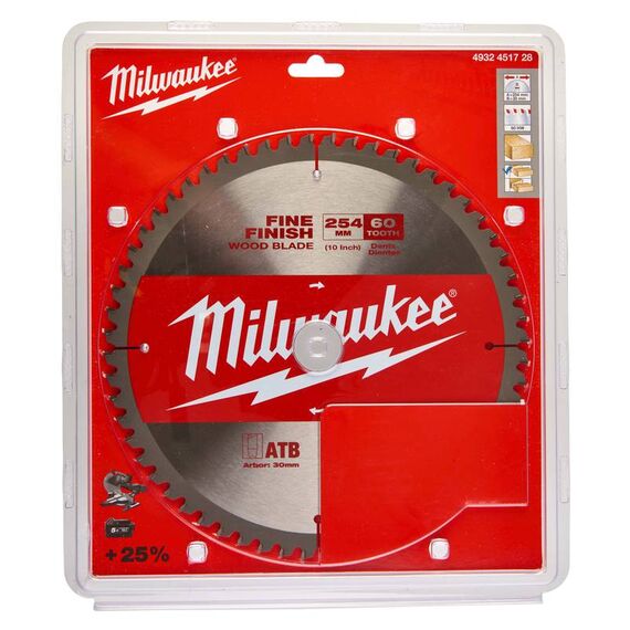 Пильный диск по дереву Milwaukee CircS 254 x 30 x 2.4 60T для торцовочной пилы - 4932451728, Диаметр диска (мм): 254, Посадочный диаметр (мм): 30, Модель: CircS 254 x 30 x 2.4 60T, внеший вид