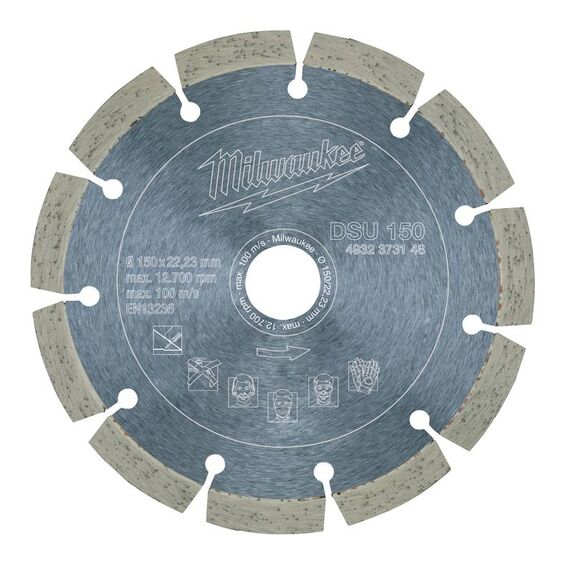 Алмазный диск Milwaukee DSU 150 - 4932373148, Диаметр диска (мм): 150, Посадочный диаметр (мм): 22,23, Модель: DSU 150, внеший вид