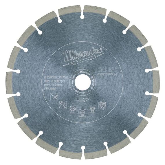 Алмазный диск Milwaukee DU 230 - 4932399524, Диаметр диска (мм): 230, Посадочный диаметр (мм): 22,23, Модель: DU 230, внеший вид