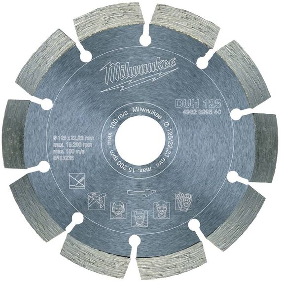 Алмазный диск Milwaukee DUH 125 - 4932399540, Диаметр диска (мм): 125, Посадочный диаметр (мм): 22,23, Модель: DUH 125, внеший вид