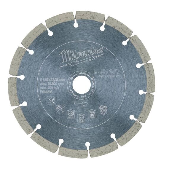 Алмазный диск Milwaukee DUH 180 - 4932399541, Диаметр диска (мм): 180, Посадочный диаметр (мм): 22,23, Модель: DUH 180, внеший вид