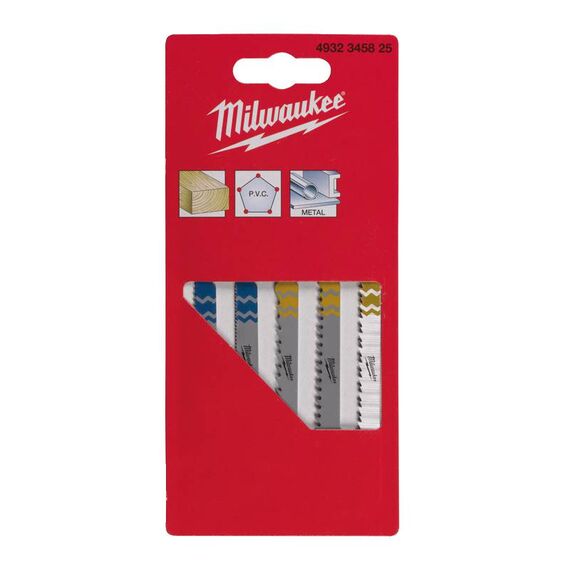 Набор пилок для лобзика Milwaukee JIGSAW BLADE SET 5 PCS по дереву и металлу - 4932345825, Модель: JIGSAW BLADE SET 5 PCS, внеший вид