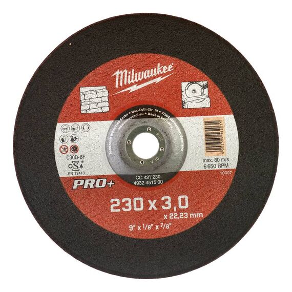 Отрезной диск по камню Milwaukee PRO-PLUS CC-42 230x6 MM 25 PCS - 4932451500, внеший вид