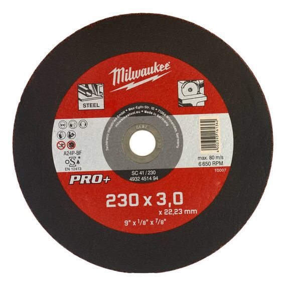 Отрезной диск по металлу Milwaukee PRO-PLUS SC-41 230x3 MM 25 PCS - 4932451494, внеший вид