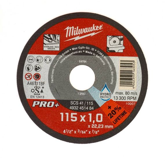 Тонкий отрезной диск по металлу Milwaukee PRO-PLUS SCS-41 115x1 MM 200 PCS - 4932451485, внеший вид