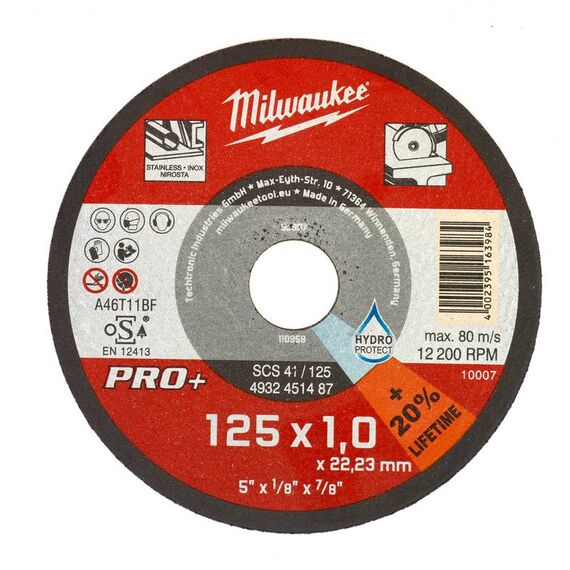 Тонкий отрезной диск по металлу Milwaukee PRO-PLUS SCS-41 125x1 MM - 4932451487, внеший вид