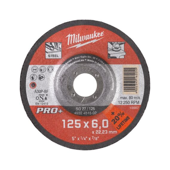 Шлифовальный диск по металлу Milwaukee PRO-PLUS SG-27 125x6 MM 25 PCS - 4932451502, внеший вид