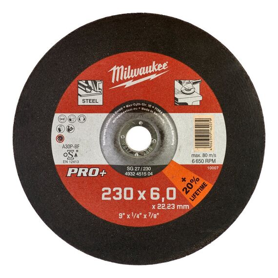 Шлифовальный диск по металлу Milwaukee PRO-PLUS SG-27 230x6 MM 10 PCS - 4932451504, внеший вид