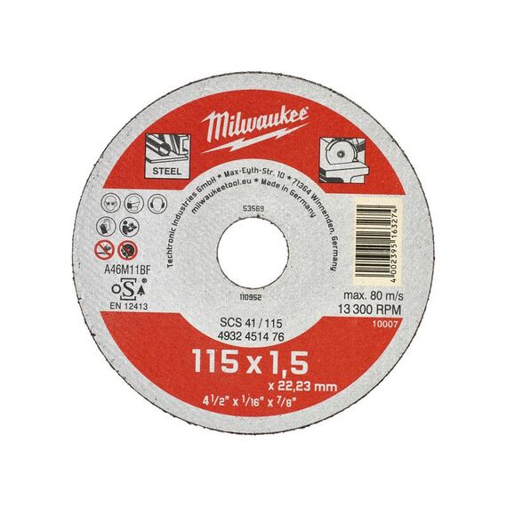 Тонкий отрезной диск по металлу Milwaukee SCS-41 115x1.5 MM 50 PCS - 4932451476, внеший вид