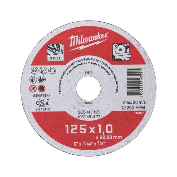 Тонкий отрезной диск по металлу Milwaukee SCS-41 125x1 MM 50 PCS - 4932451477, внеший вид
