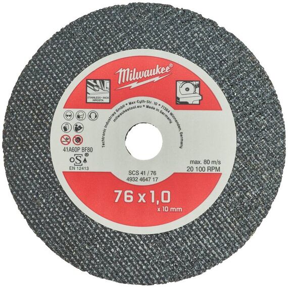 Тонкий отрезной диск по металлу Milwaukee SCS-41 76x1 MM 5 PCS - 4932464717, внеший вид