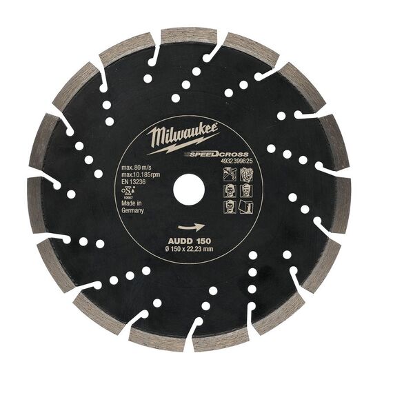 Алмазный диск Milwaukee Speedcross AUDD 150 - 4932399825, Диаметр диска (мм): 150, Посадочный диаметр (мм): 22,23, Модель: Speedcross AUDD 150, внеший вид