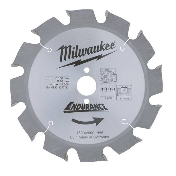 Пильный диск по дереву Milwaukee WCSB 160 x 20 x 2.4 12T для циркулярной пилы - 4932327743, Диаметр диска (мм): 160, Посадочный диаметр (мм): 20, Модель: WCSB 160 x 20 x 2.4 12T, внеший вид