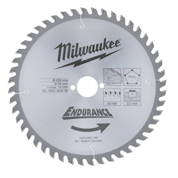 Пильный диск по дереву Milwaukee WCSB 230 x 30 x 3.0 48T для циркулярной пилы - 4932303099, Диаметр диска (мм): 230, Посадочный диаметр (мм): 30, Модель: WCSB 230 x 30 x 3.0 48T, внеший вид