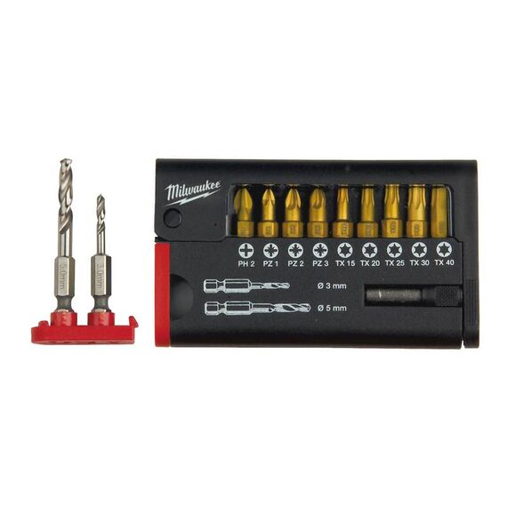Набор бит Milwaukee COMPACT SET TITANIUM PH-PZ-TX-HSS-GROUND DRILL BITS 12 PCS - 4932399514, внеший вид