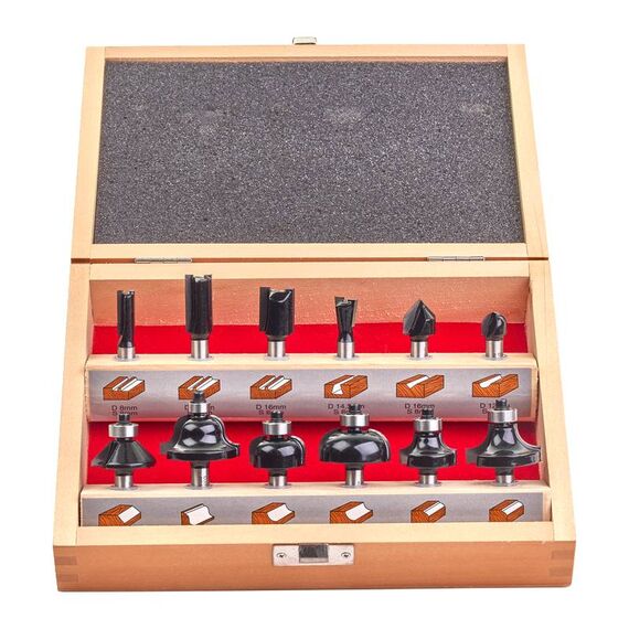 Набор фрез Milwaukee ROUTER BIT SET 8MM 12PCS - 4932451668, внеший вид