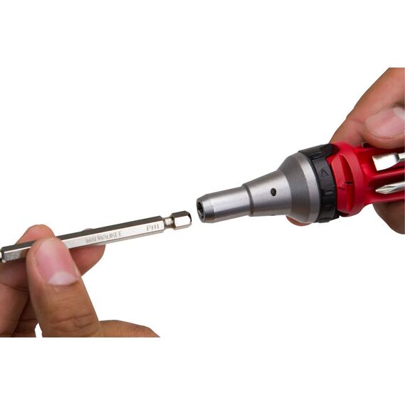 Универсальная отвертка с трещоткой Milwaukee 10 IN 1 RATCHET MULTI-BIT SCREWDRIVER-UNIVERSAL - 48222311, Модель: 10 IN 1 RATCHET MULTI-BIT SCREWDRIVER-UNIVERSAL, Длина (мм): 152, внеший вид, изображение 8