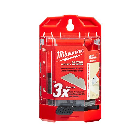 Сменное закругленное лезвие для резки картона Milwaukee CARTON UTILITY KNIFE BLADES 19 MM 50pcs - 48221954, внеший вид