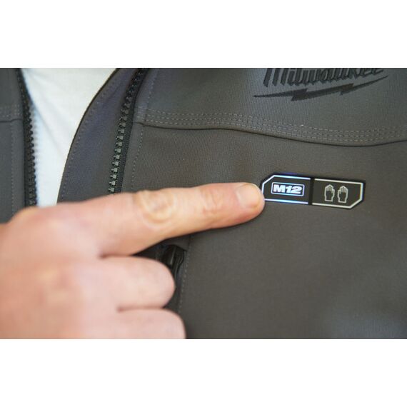 Куртка с подогревом Milwaukee M12 HJ GREY3-0 M - 4933451592, Модель: M12 HJ GREY3-0 M, Цвет: Серый, внеший вид, изображение 9