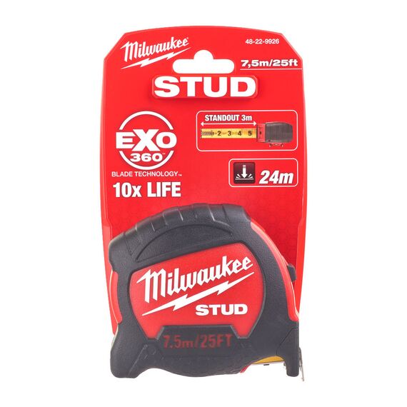 Рулетка Milwaukee STUD™ 7.5m-25ft - 48229926, Модель: STUD™ 7.5m-25ft, внеший вид