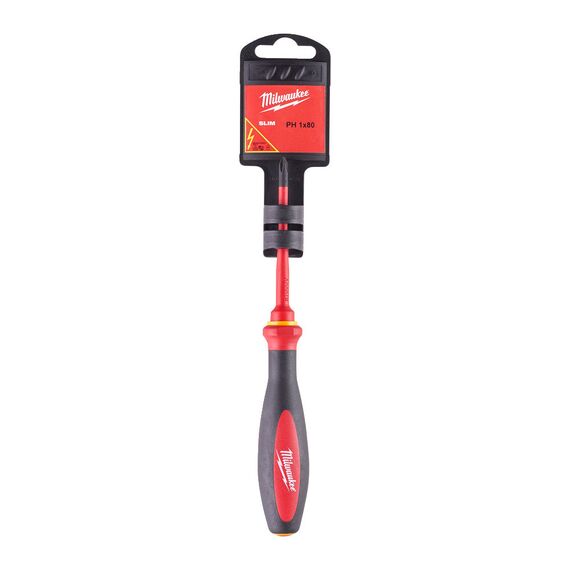Изолированная отвертка Milwaukee VDE SLIM DRIVER PH1 X 80 MM - 4932471448, Модель: VDE SLIM DRIVER PH1 X 80 MM, Длина (мм): 80, фото, изображение 2 Изолированная отвертка Milwaukee VDE SLIM DRIVER PH1 X 80 MM - 4932471448, Модель: VDE SLIM DRIVER PH1 X 80 MM, Длина (мм): 80, внеший вид, изображение 2