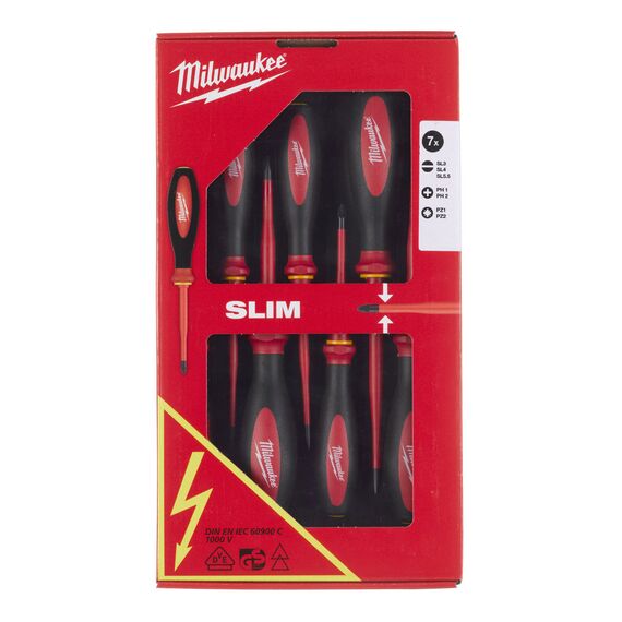 Изолированная отвертка Milwaukee VDE SLIM DRIVER SET 2 7 шт - 4932471453, Модель: VDE SLIM DRIVER SET 2, внеший вид