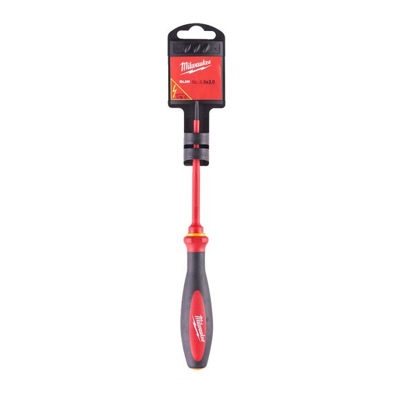 Изолированная отвертка Milwaukee VDE SLIM DRIVER SL 0.5 X 3 X 100 MM - 4932471445, Модель: VDE SLIM DRIVER SL 0.5 X 3 X 100 MM, Длина (мм): 100, фото, изображение 2 Изолированная отвертка Milwaukee VDE SLIM DRIVER SL 0.5 X 3 X 100 MM - 4932471445, Модель: VDE SLIM DRIVER SL 0.5 X 3 X 100 MM, Длина (мм): 100, внеший вид, изображение 2
