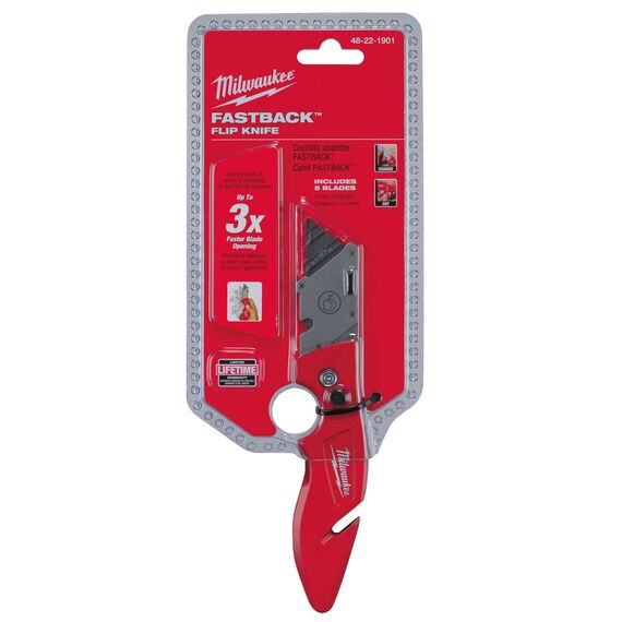 Многофункциональный складной нож со сменными лезвиями Milwaukee FASTBACK™ FLIP UTILITY KNIFE с отсеком для хранения лезвий - 48221901, внеший вид, изображение 7