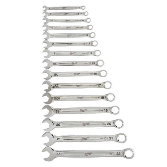 Набор комбинированных метрических ключей Milwaukee MAX BITE™ METRIC COMBINATION SPANNER SET 15 PC - 4932464258, Модель: MAX BITE™ METRIC COMBINATION SPANNER SET 15 PC, внеший вид, изображение 2