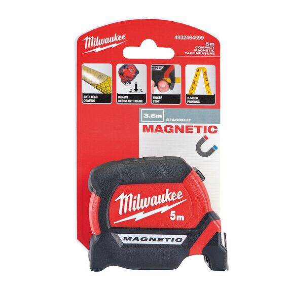 Рулетка с магнитом Milwaukee PREMIUM MAGNETIC GEN III 5m - 4932464599, Модель: PREMIUM MAGNETIC GEN III 5m, внеший вид, изображение 4