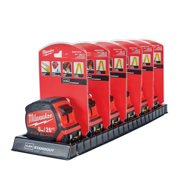 Рулетка с широким полотном Milwaukee PREMIUM WIDE BLADE 8m-26ft - 4932471818, Модель: PREMIUM WIDE BLADE 8m-26ft, внеший вид, изображение 2