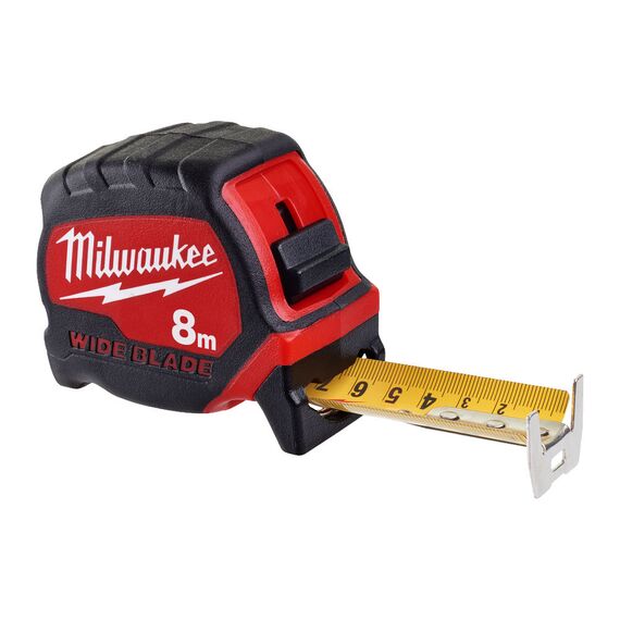 Рулетка с широким полотном Milwaukee PREMIUM WIDE BLADE 8m - 4932471816, Модель: PREMIUM WIDE BLADE 8m, внеший вид, изображение 2