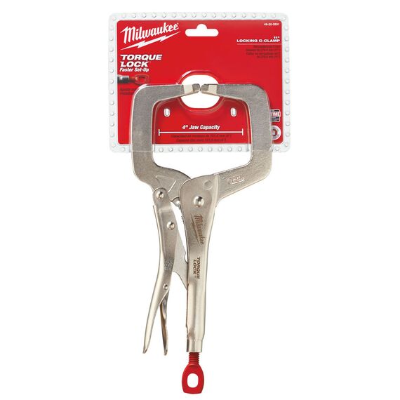 Удлиненная струбцина с неподвижными губками Milwaukee 11˝ Type C TORQUE LOCK™ HAND CLAMPS WITH REGULAR PADS - 4932471728, внеший вид, изображение 3