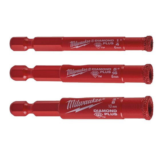 Набор алмазных коронок Milwaukee DIAMOND PLUS™ SET 3pc - 4932471771, внеший вид