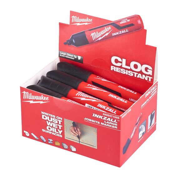 Маркер для стройплощадки Milwaukee INKZALL™ black chisel tip marker L - 4932471555, внеший вид, изображение 5