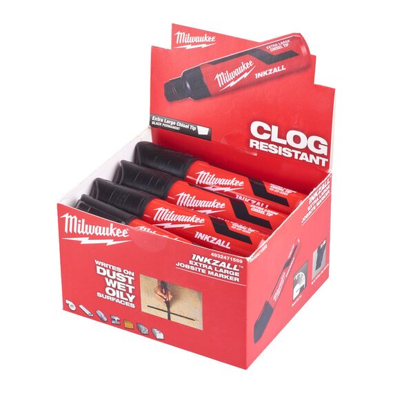 Маркер для стройплощадки Milwaukee INKZALL™ black chisel tip marker XL - 4932471559, внеший вид, изображение 4