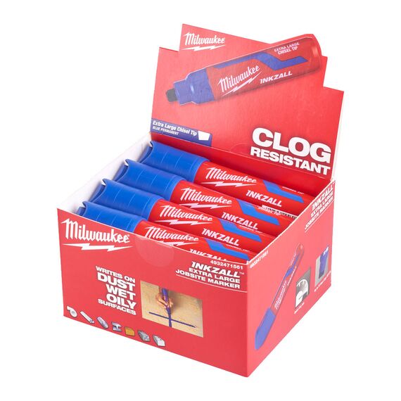 Маркер для стройплощадки Milwaukee INKZALL™ blue chisel tip marker XL - 4932471561, внеший вид, изображение 4