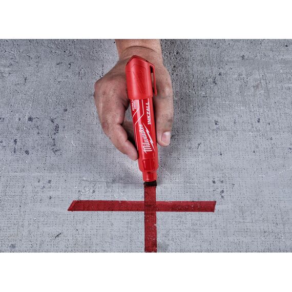 Маркер для стройплощадки Milwaukee INKZALL™ red chisel tip marker XL - 4932471560, внеший вид, изображение 5